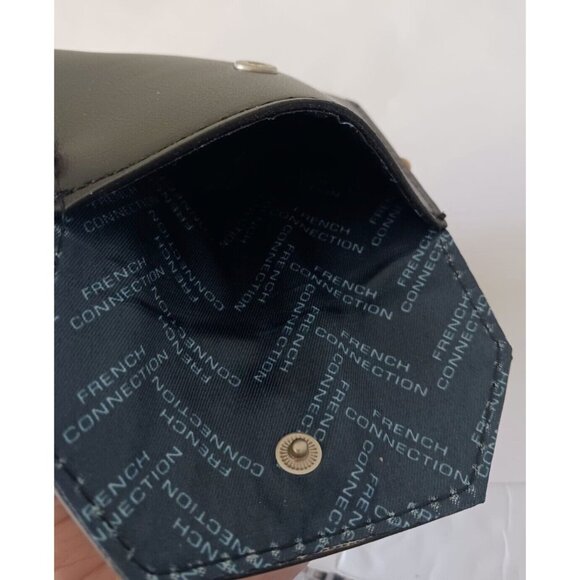 French Connection Bag Charm Key Chain Card Case Black New Logo Name W Chain - Picture 4 of 4